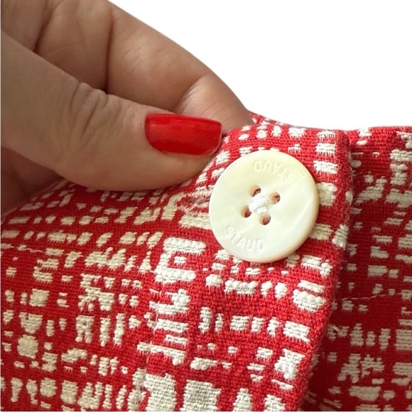 STAUD Red and White Tweed Buttoned Garment Skirt Size L - Picture 10 of 10